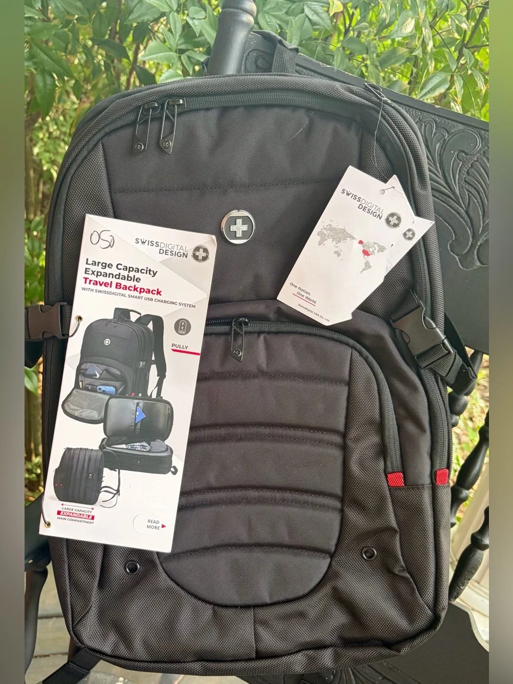 NWT SWISS Digital Design Large Capacity Expandable Travel Backpack w/USB Port